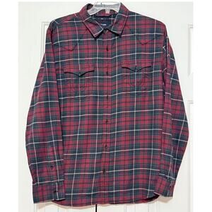 Men's True Religion Flannel Plaid Button Up Western Shirt, Size L